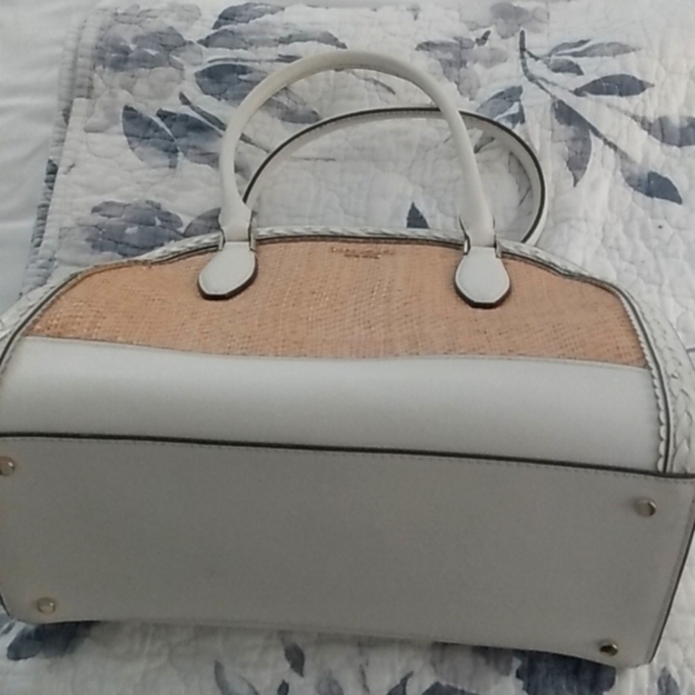 Kate Spade leather and straw dome shaped handbag.